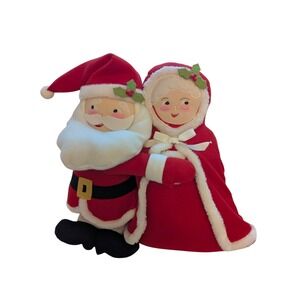 Plush Santa  Hugging Mrs Claus 14" tall X 16" Wide Hook Loop Fastener